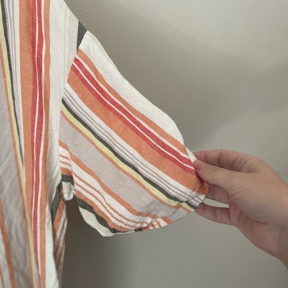 A new day Summer Striped Linen Blend Top Size Large - Picture 2 of 7